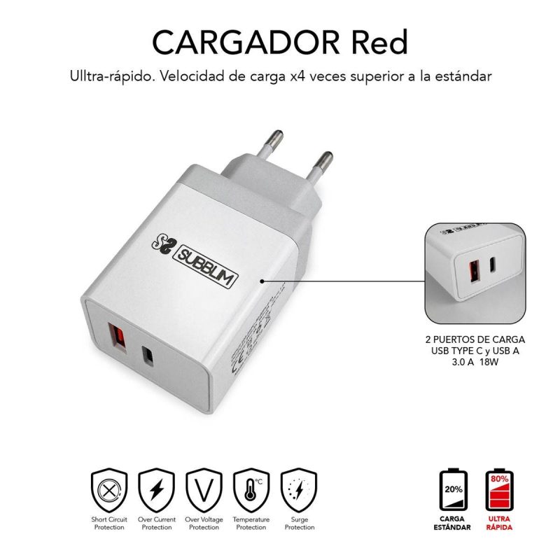 ✅ Smart Charger PD 18W + 2.4A + C to C cabo Branco