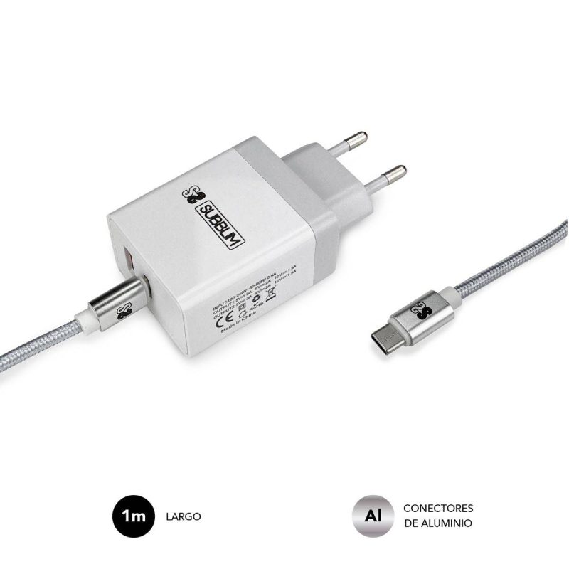 ✅ Smart Charger PD 18W + 2.4A + C to C cabo Branco