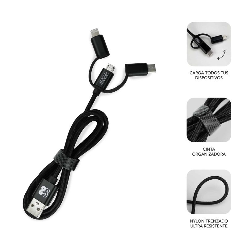 ✅ Dual Car Charger (2.4A) + cabo 3IN1 black