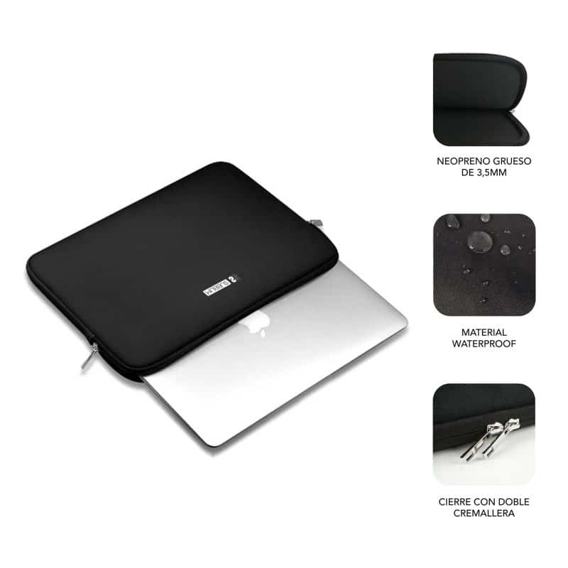 ✅ Bolsa Computador Business Laptop Sleeve Neoprene 15.6"-17" Preto