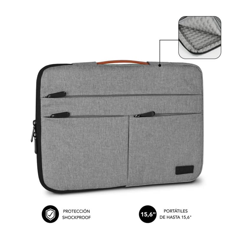 capa bolsa tipo mala para computador 15.6" cor cinza com bolsos externos, alta proteção air padding e muito giro para style fashion moderno