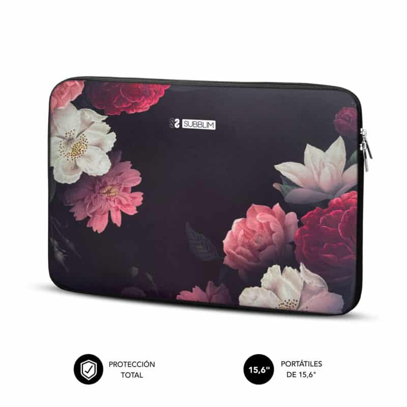 capa bolsa laptop neoprene rosas e flores ideal para levar o portátil com personalidade. proteçao resistente e leve para o transporte