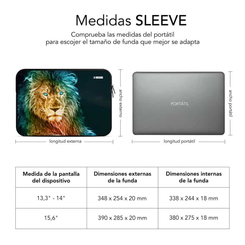 ✅ Bolsa Computador Neoprene Trendy Sleeve Neo 15.6" Lion
