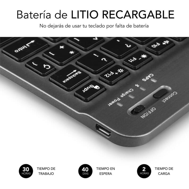 ✅ Teclado retroiluminado Tablet Bluetooth SMART BACKLIT BT Grey