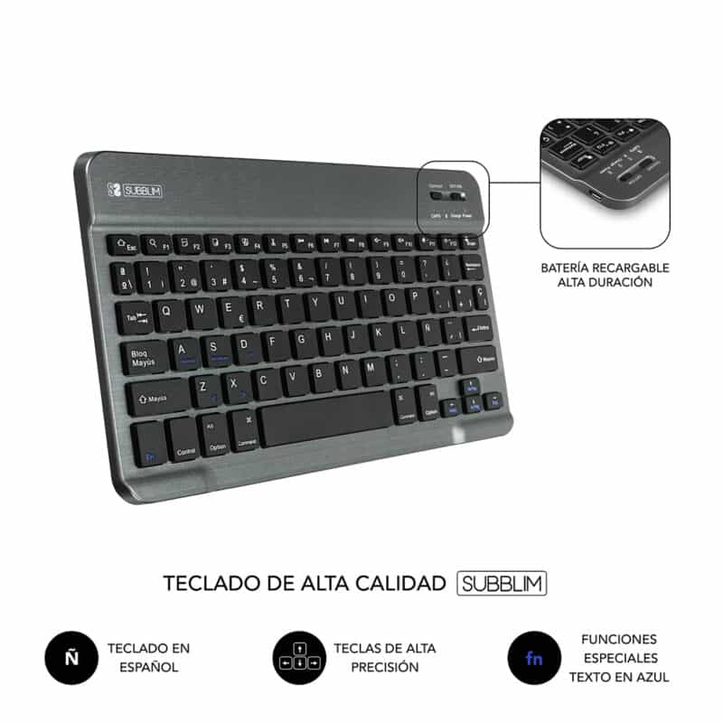 ✅ Capa com teclado KEYTAB PRO BLUETOOTH 9.6″ – 10.8″ Cinza
