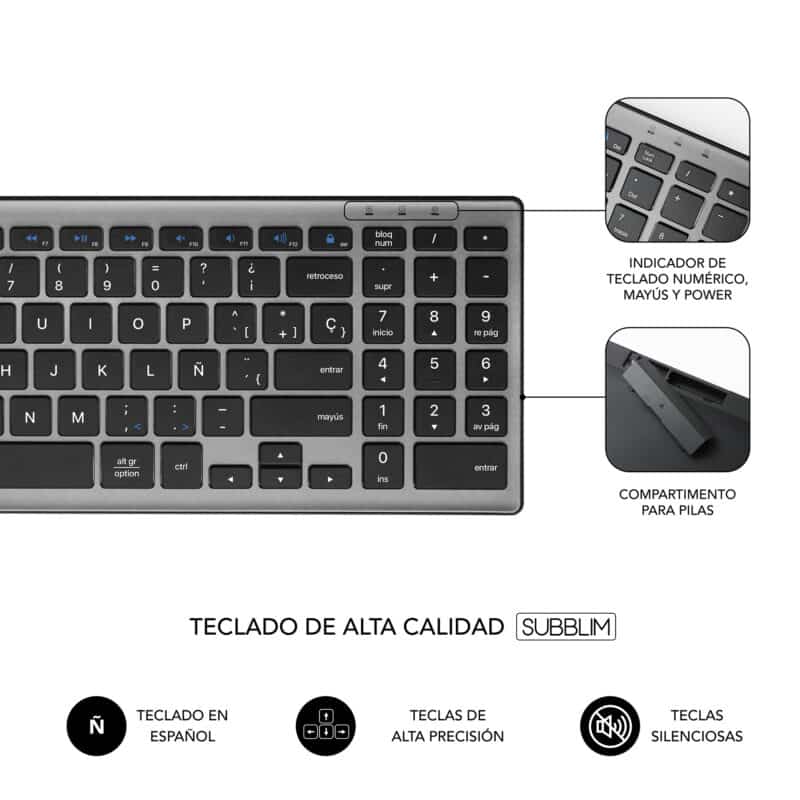 ✅ Bundle teclado e rato Bluetooth Pure Extended GREY