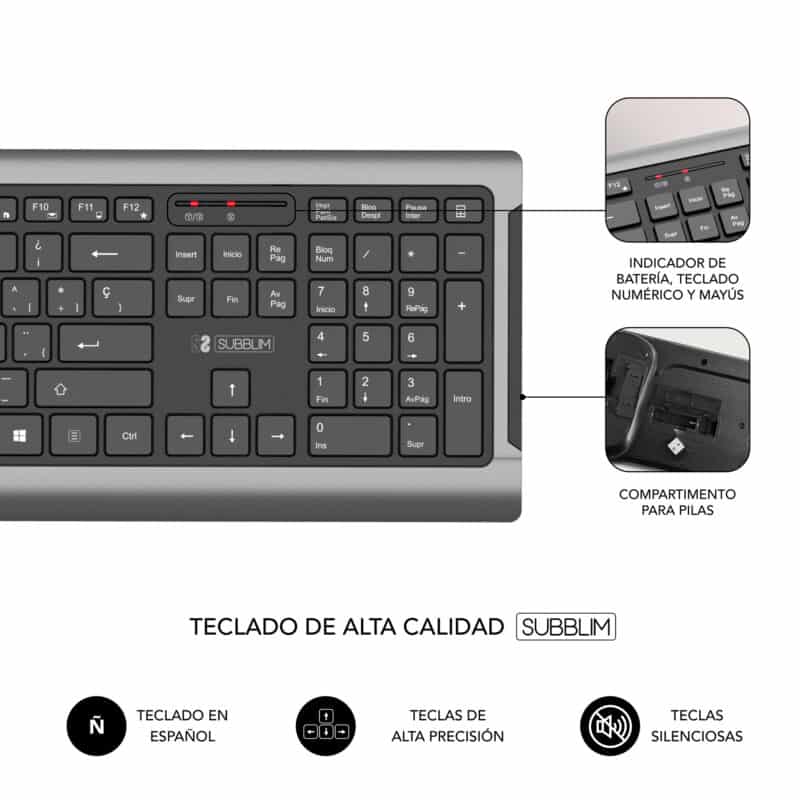 ✅ Bundle teclado e rato wireless ultra slim silencioso PREMIUM Preto
