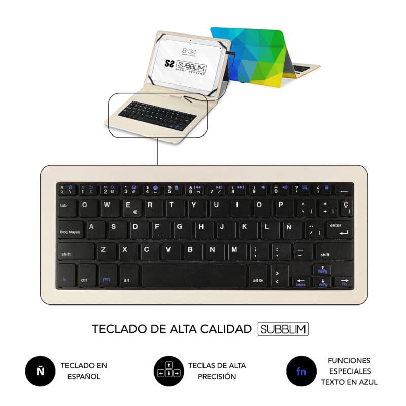 ✅ Capa com teclado MICRO USB KEYTAB USB 11" Triângulos